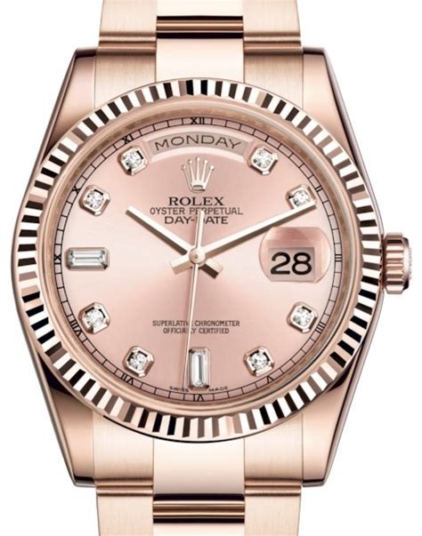 rolex day date rose gold diamonds